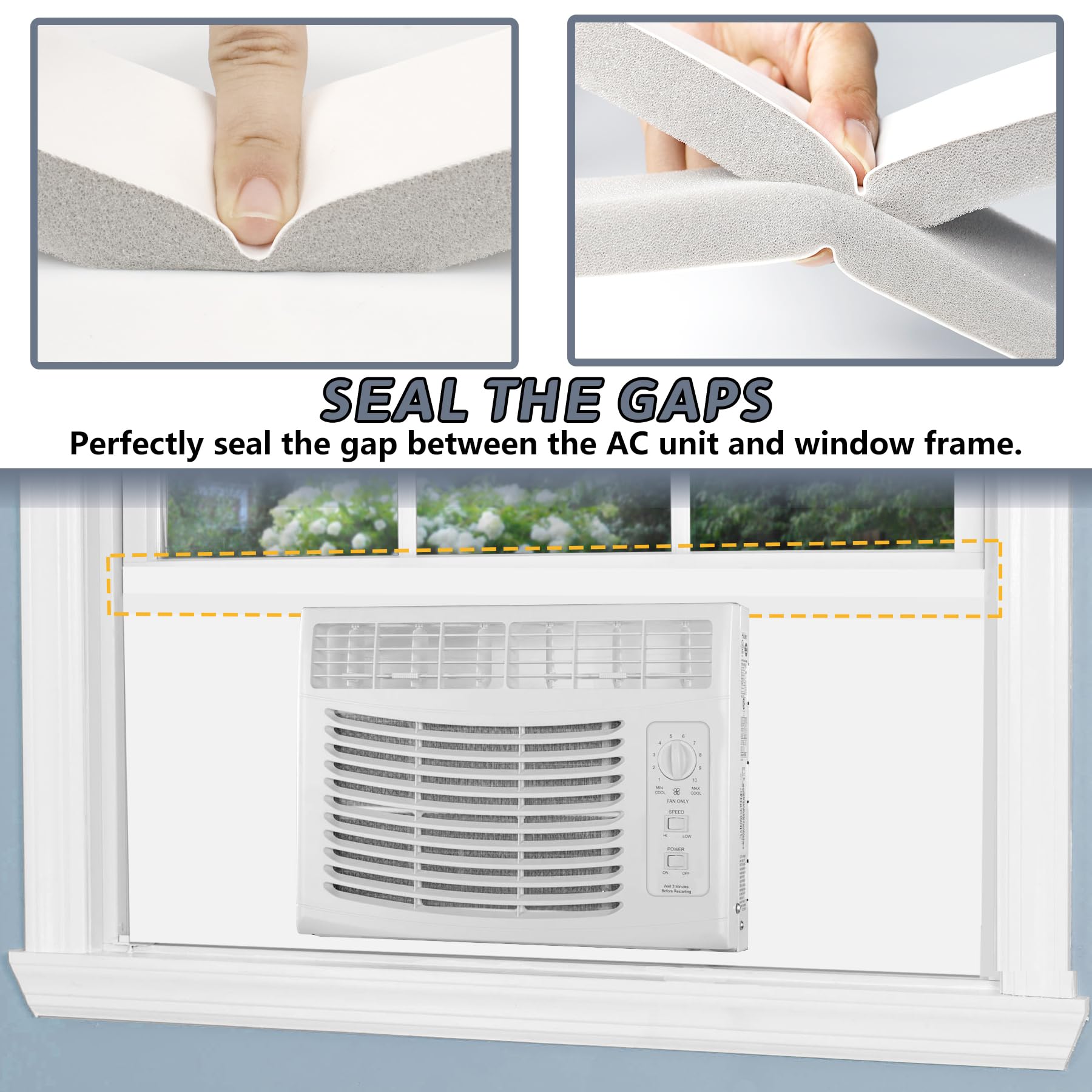 Paneles laterales de espuma para aire acondicionado de ventana, kit de paneles de aislamiento envolvente de aire acondicionado de ventana interior con tira de sellado superior para unidad de 4