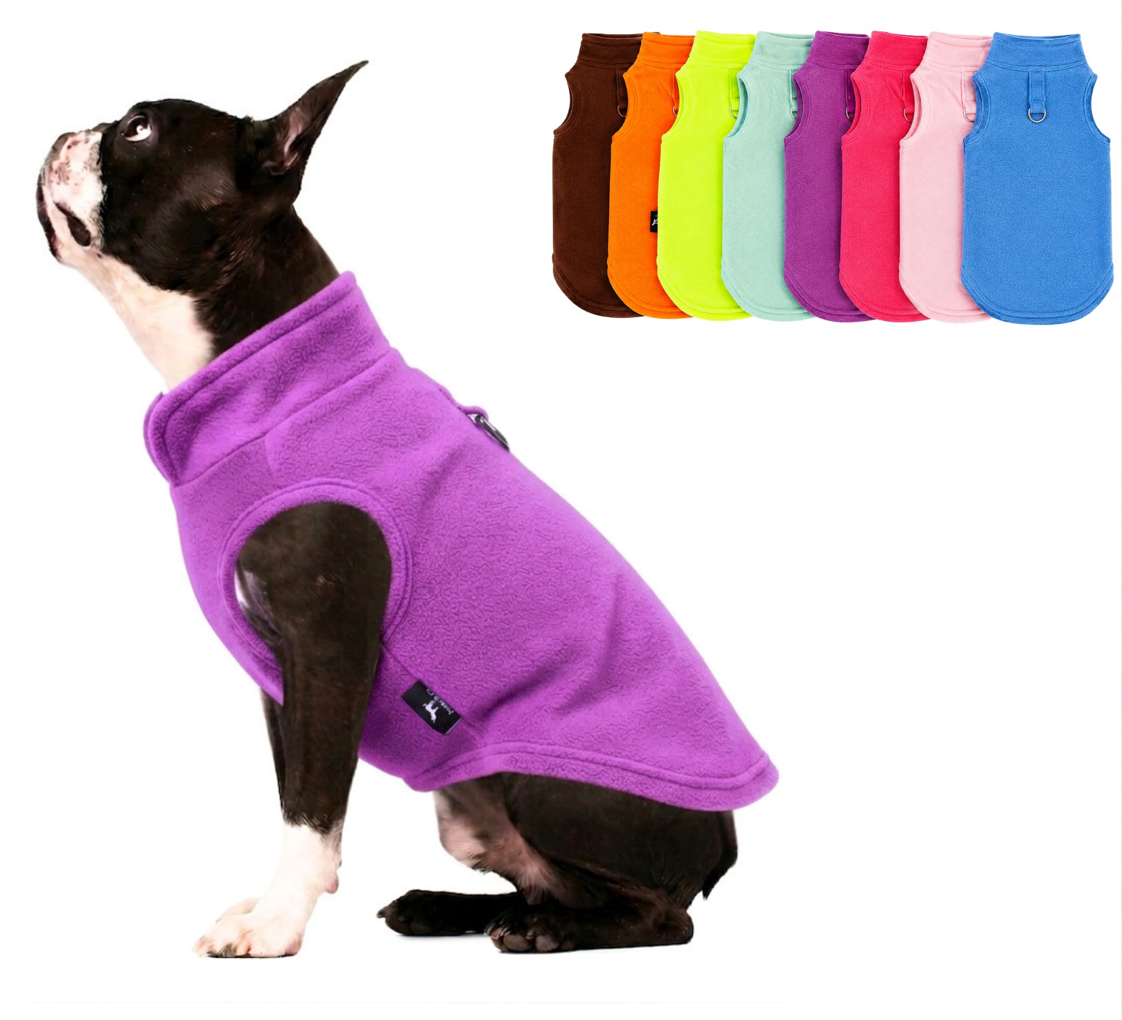 JACKO &amp; CO Dog Fleece Vest Sweater with Leash Ring - Purple XS (2-4lbs)