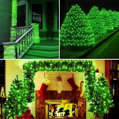 Vista 4 de 75.8 FT 200 LED Green Christmas String Lights Outdoor & Indoor, Memory Function & Timer & 8 Modes, Extendable Ultra Bright Green Wire Waterproof