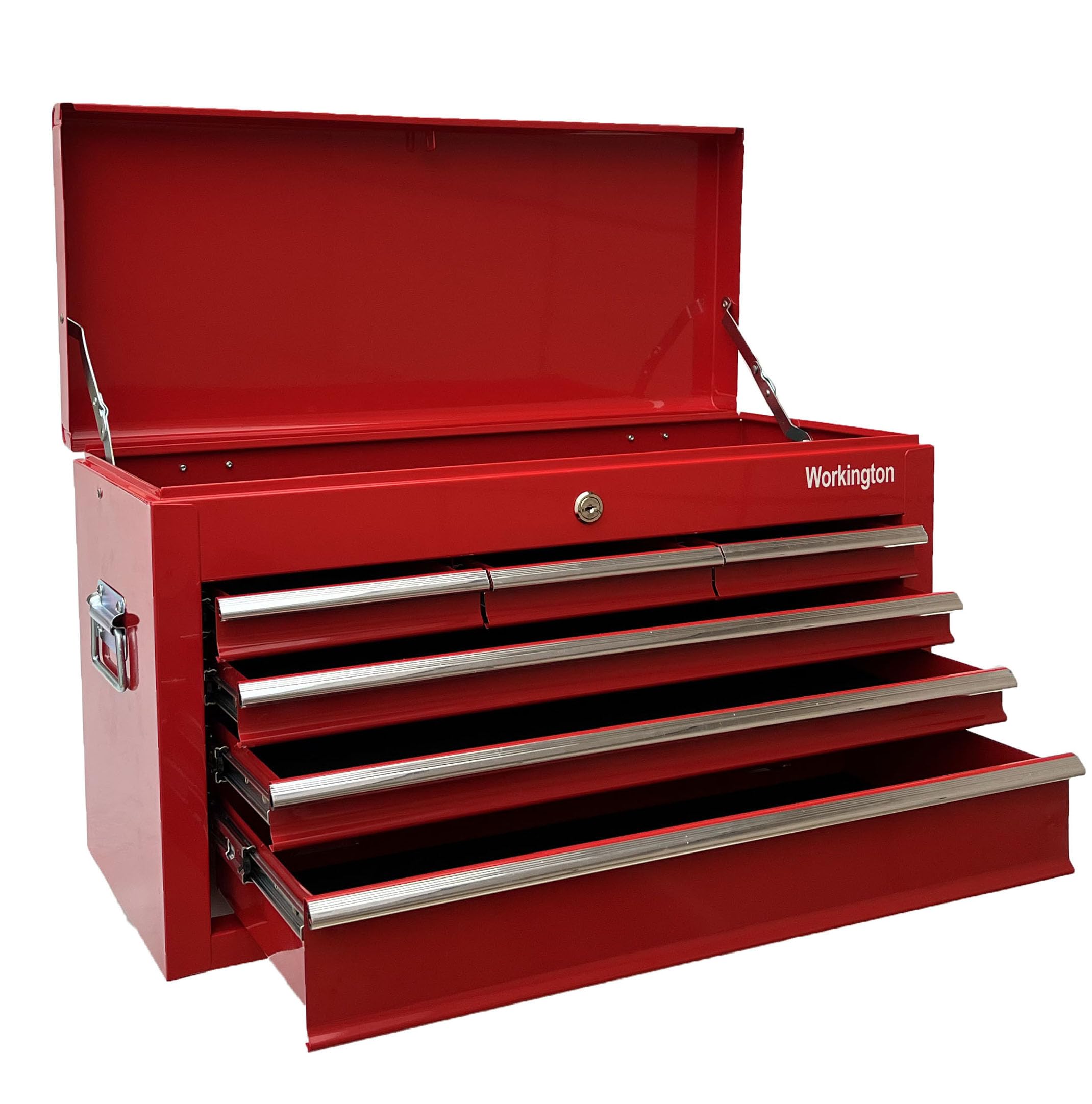 Workington Tragbarer Werkzeugkasten aus Metall mit 6 Schubladen, 61 cm, 6 Schubladen, Werkzeugschrank mit Kugellager-Schubladenschienen, Werkzeugaufbewahrungsbox, Organizer 4005, Rot