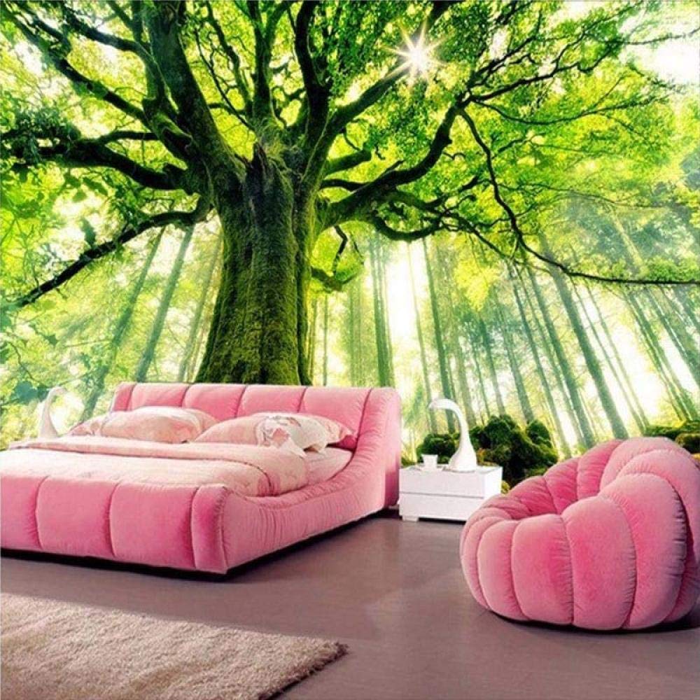 Foto Personalizzata Carta Da Parati Verde Foresta Albero Paesaggio Murale Papel De Parede 3D Soggiorno Moderno Camera Da Letto Tv Sfondo Pittura Murale Wall 400Cm(W)×280Cm(H)