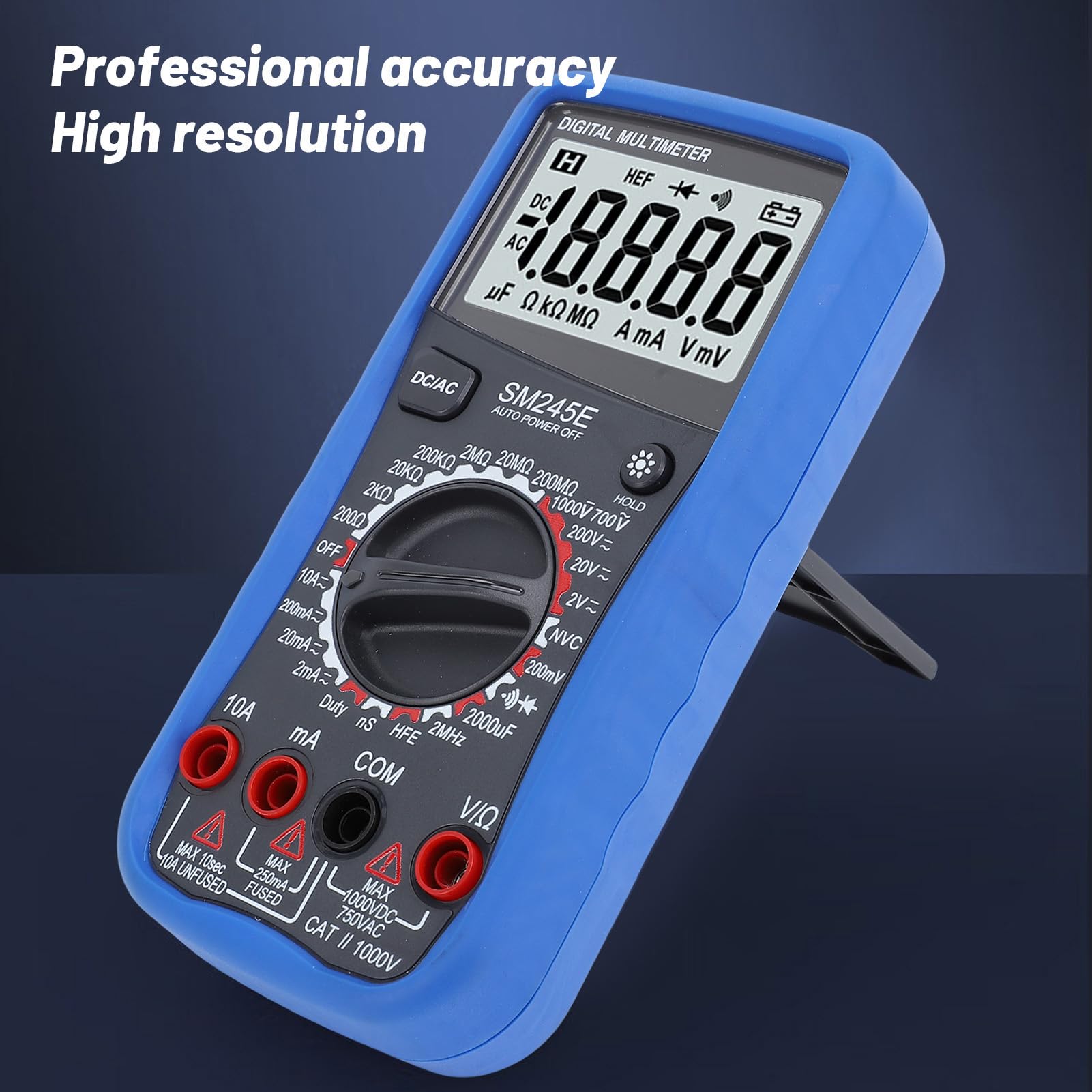 Depisuta Digital Multimeter, Accurate Electrical DC AC Voltage Current Meter with NCV, Resistance Diodes Continuity Capacitance Tester, Backlit LCD Screen and Back Stand Design