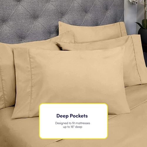 Miniatura 5 de Sweet Home Collection Juego de sábanas de 6 piezas de 1,500 hilos de microfibra con bolsillos profundos y fundas de almohada extra, paquete