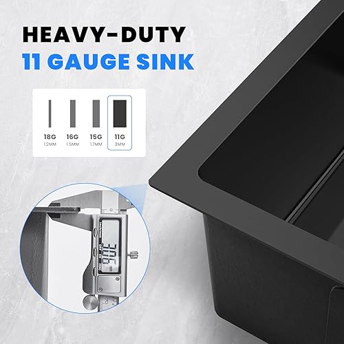 Miniatura 20 de POPFLY Fregadero de cocina de montaje inferior de 20 pulgadas, fregadero de acero inoxidable 304 de 20 x 17 pulgadas, calibre 18, cuenco individual