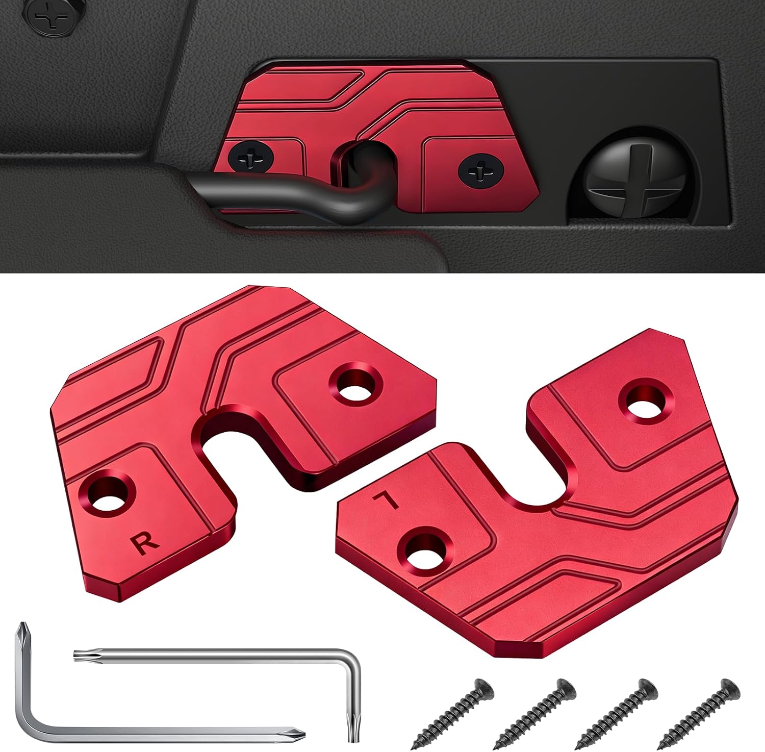 Sun Visor Repair Kit Compatible with Jeep WranglerJK 2018,JL 2018-2023, Gladiator 2020-2023，2 Pack Jeep Visor Repair kit, Aluminum Sun Visor Repair Clips, Black