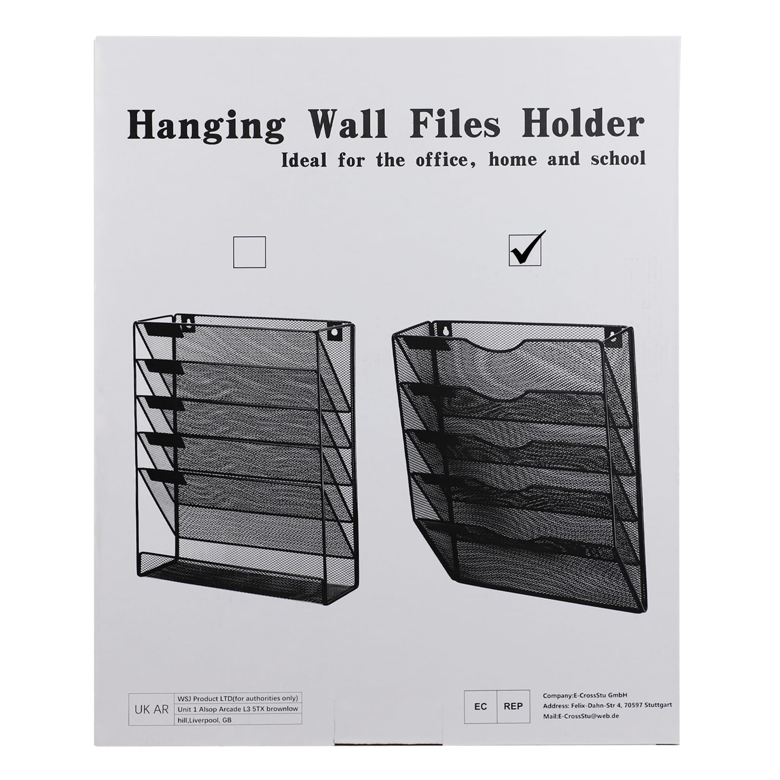 Porte Documents Mural, 5 Niveaux Porte-revues mural, corbeilles à courrier Fixation murale maille métallique durable, Noir