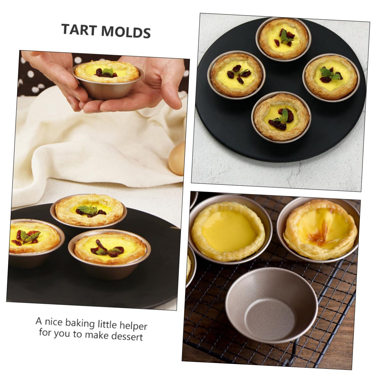 BESTonZON 12piezas Moldes De Tartas Redondas De Acero Carbono Moldes Para Hornear Mini Tartas y Puddings Fácil Desmoldeo y Limpieza y Muffins