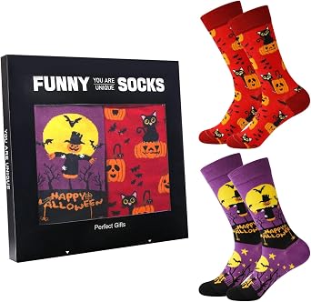 JaosWish Pumpkin Halloween Socks For Women Men,Cat Socks Gift Ghosts Novelty Funny Crew Fun Dress Sock