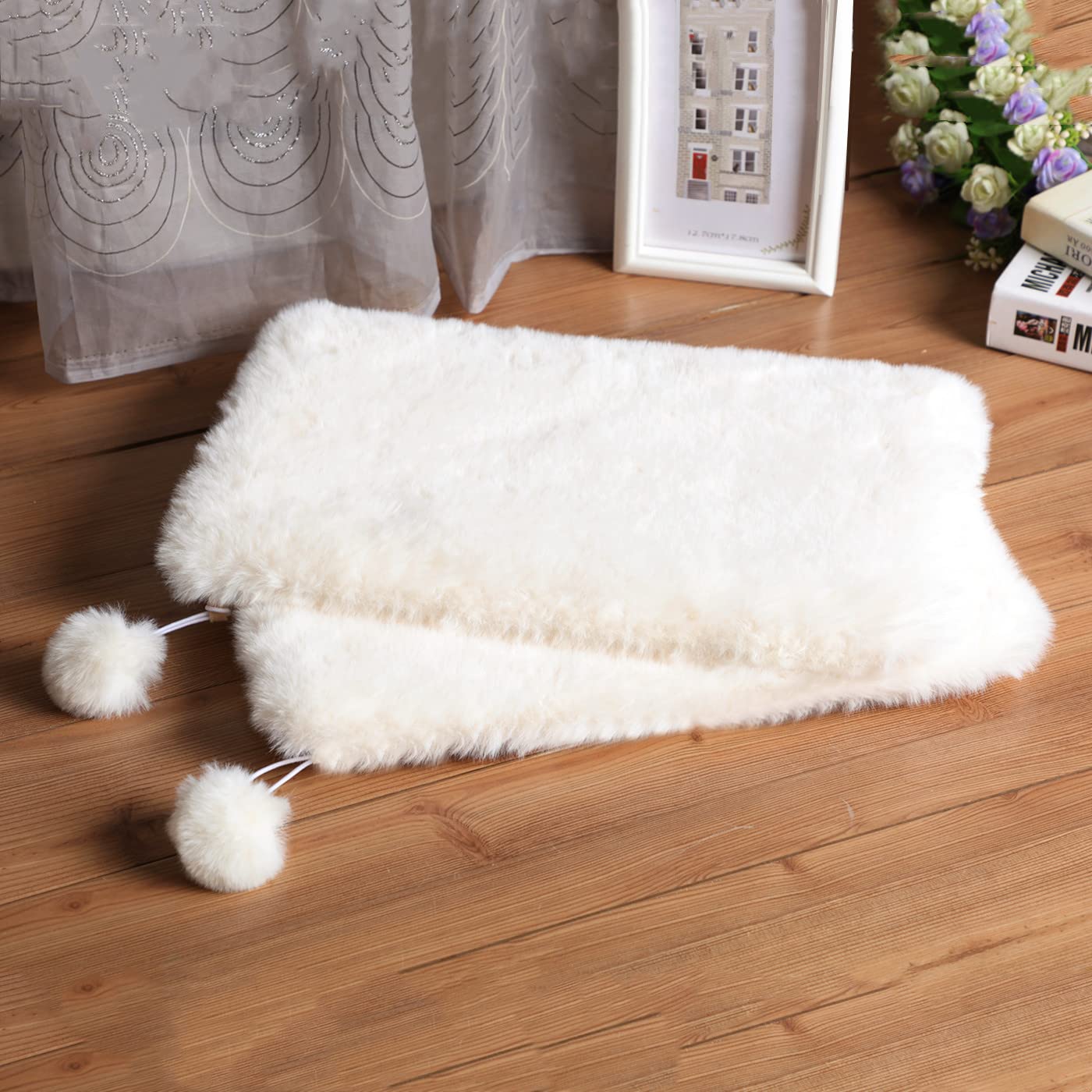 SHENGOCASE 2-Pack Faux Rabbit Fur Dog Cat Bed Cushion Mat, 10" x 23.6"