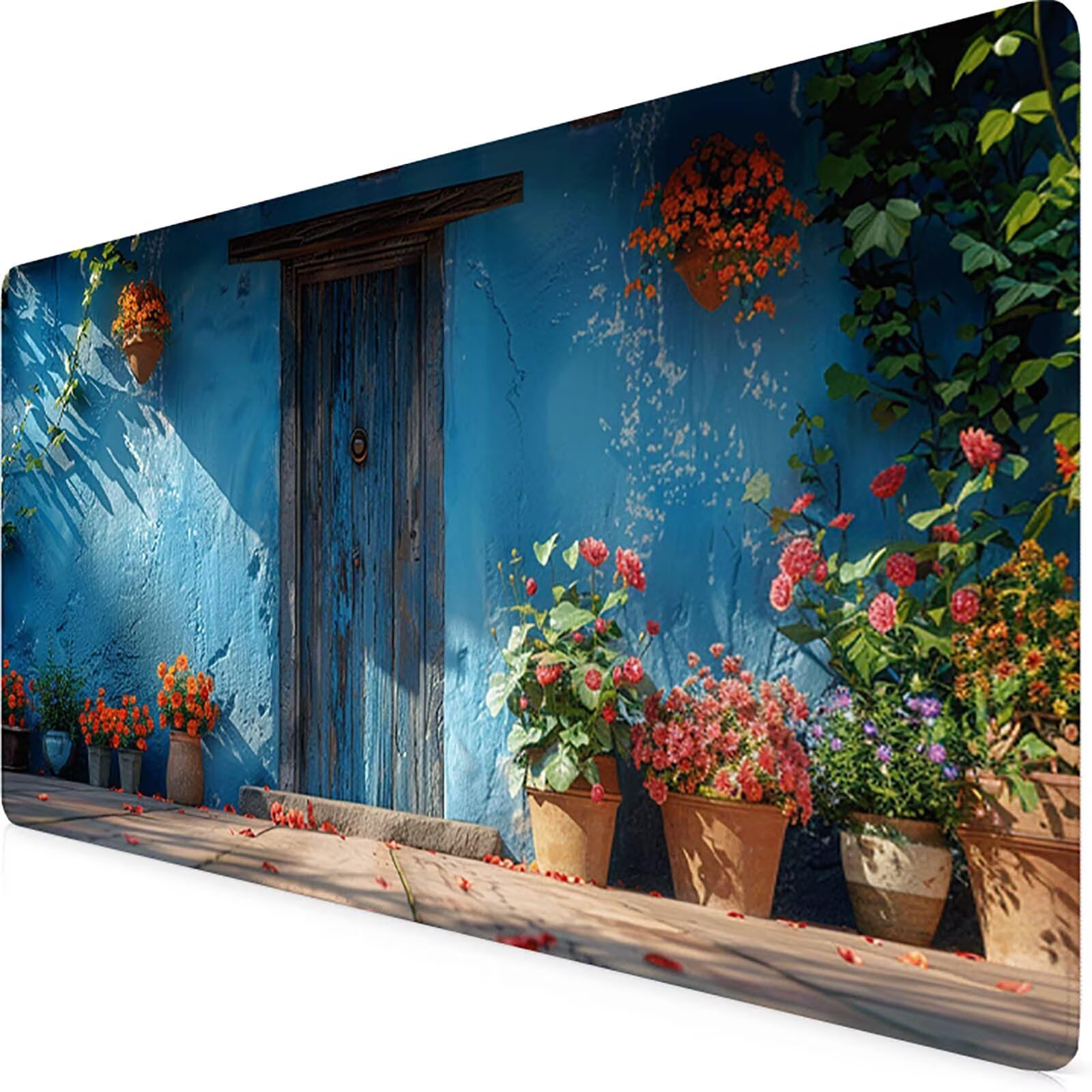 Porta Tappetino Mouse Gaming xxl 1200 x 600 mm, Tappetino Scrivania Blu Con Bordi Cuciti, Presa Stabile su Superfici Lisce, Impermeabile Antiscivolo Mouse Pad per Gaming Accessori PC, Regalo z2-7I