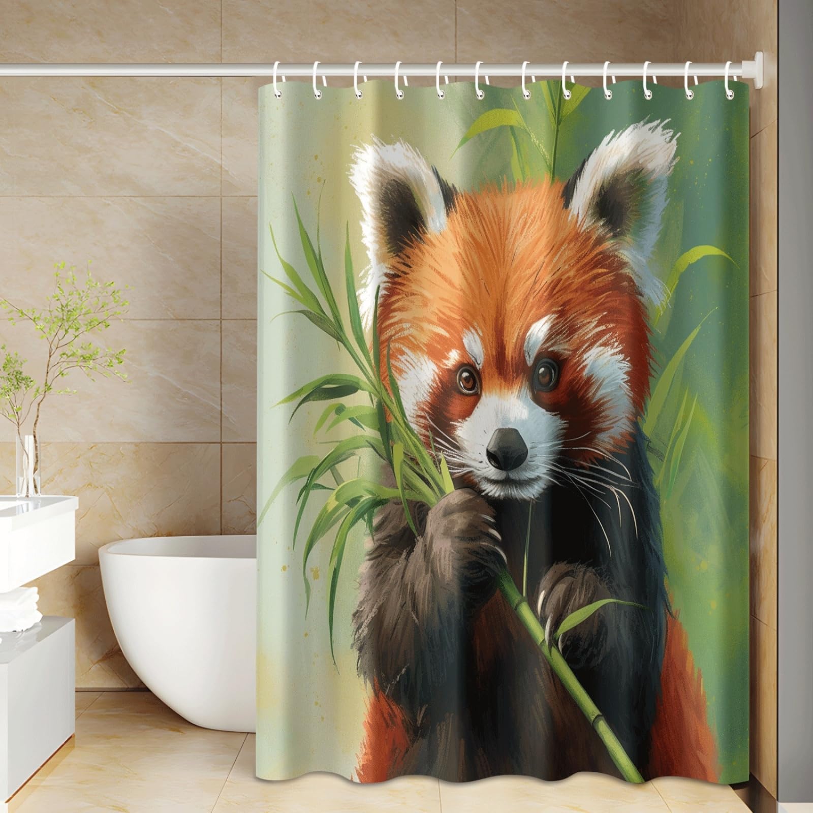 Tenda Doccia Carini Animali Arancioni Tenda Doccia Antimuffa Impermeabile Poliestere Lavabile con 12 Ganci Facile da Installare Tende Finestra Bagno per Dormitorio Hotel(180x220cm)