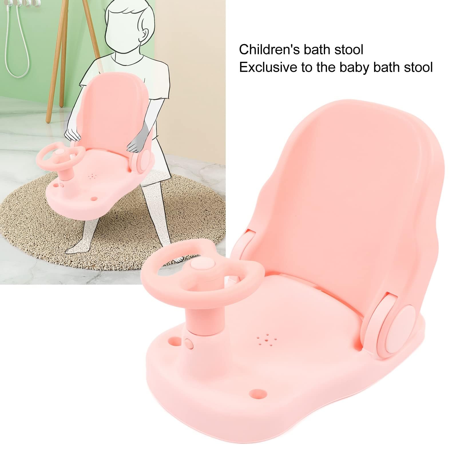 Asiento de Baño para bebé, Silla de Ducha Ajustable para Bañera de bebé para Niños Pequeños con Asiento Estable (Rosa)