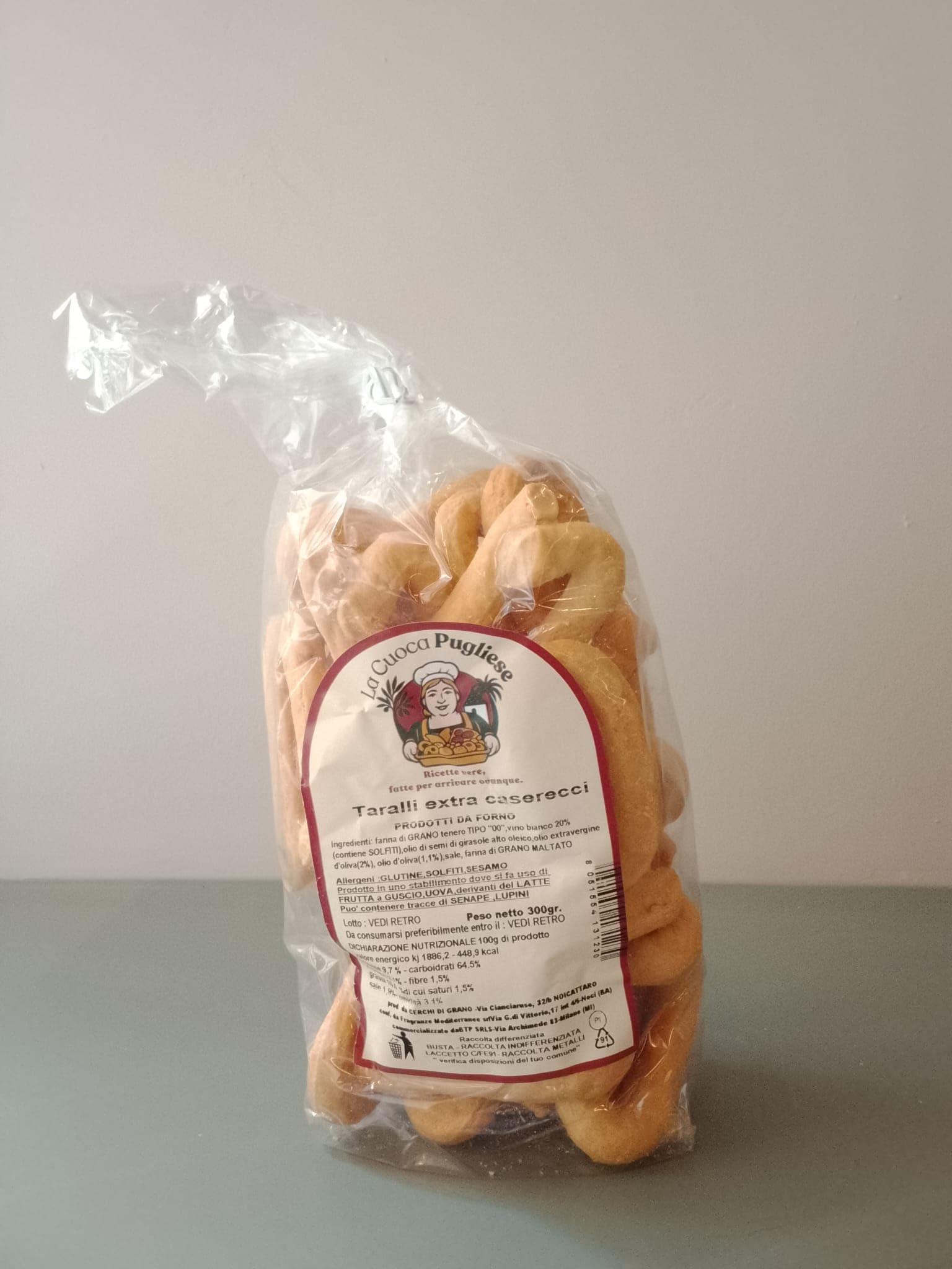 La Cuoca Pugliese - Taralli Extra Caserecci Artigianali Pugliesi, Taralli Salati Tradizionali Croccanti, Snack da Forno Ideali per Aperitivi, Confezione da 10 x 300 g