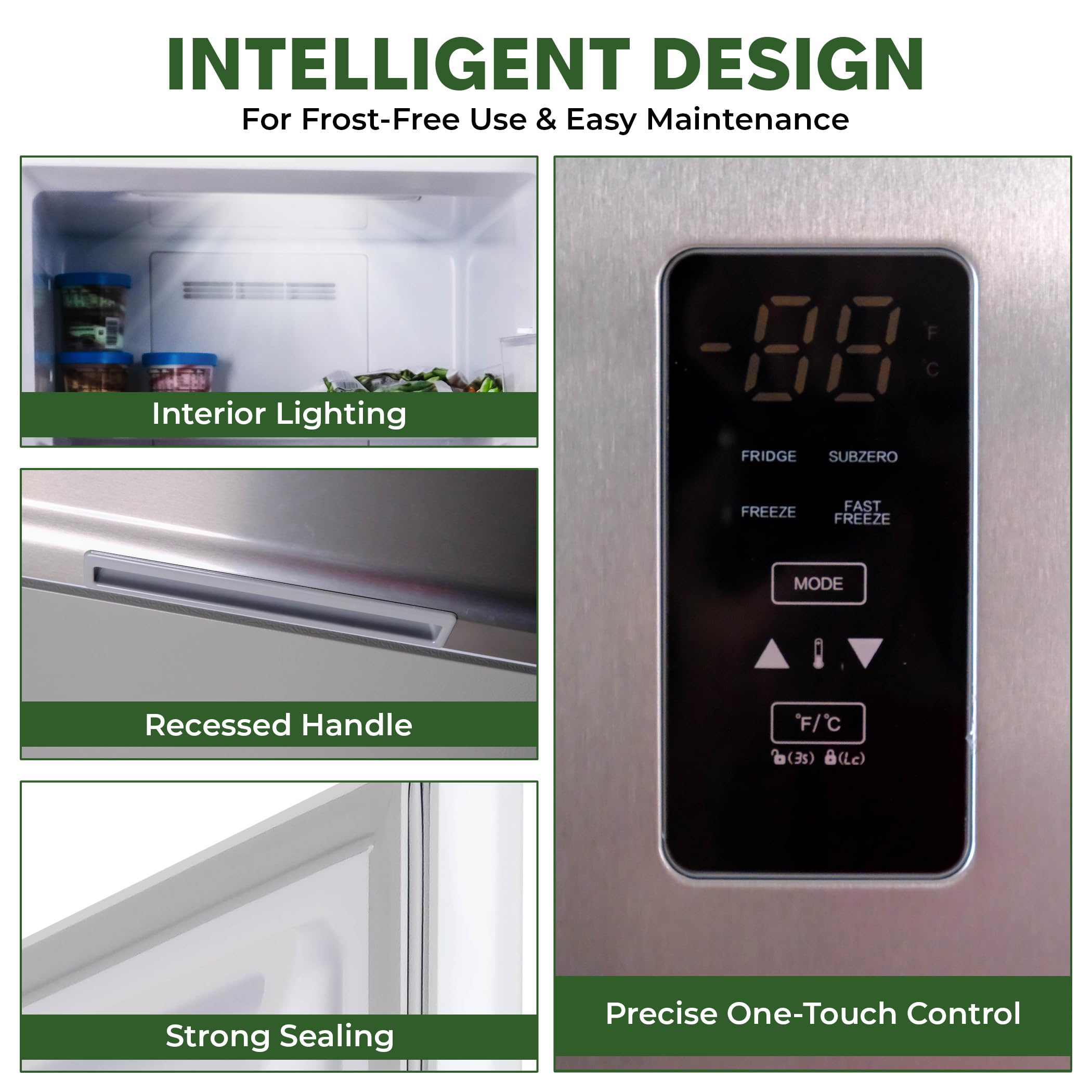 Hamilton Beach Hbfrf1495 14 Cu Ft Upright Convertible Fridge/Freezer-Frost Free-Removable Glass Shelves-LED Interior Light, Stainless on Fridge.com - View 4