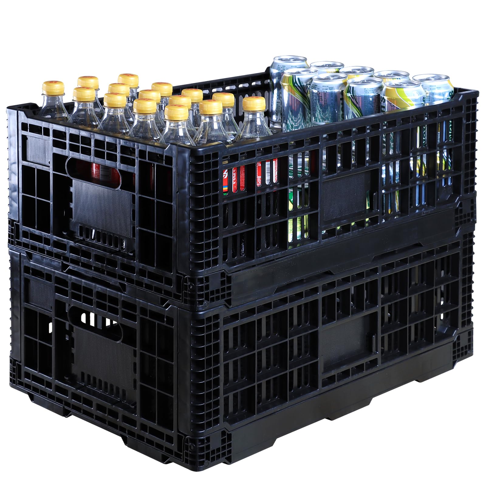 JGLDG Collapsible Storage Bin Container，52 Liter Transfer heavy duty plastic storage box , Versatile Storage Basket milk crates (2)