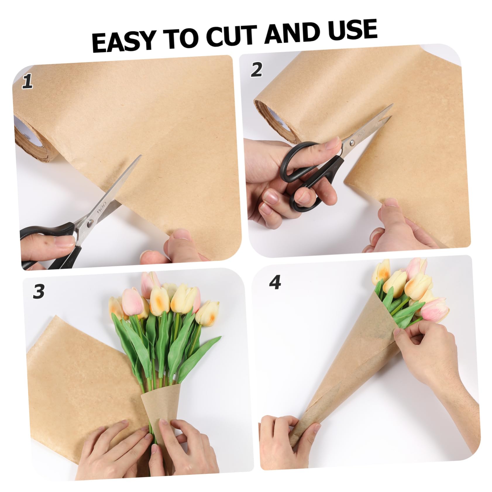 SAFIGLE Kraftpapier Geschenkpapier Rolle Braun Packpapier Bastelpapier Blumenverpackungspapier Bouquet Geschenkpapier Für Blumen Verpackung