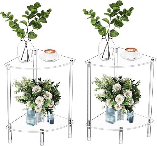 Miniatura 7 de Mesa auxiliar de acrílico triangular transparente para espacios pequeños, 11.81 pulgadas de largo x 11.81 pulgadas de ancho x 26.7 pulgadas de alto,