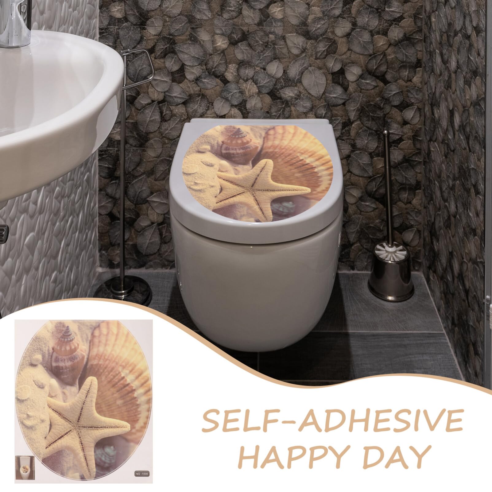 Pegatina Tapa De Inodoro Adhesiva De Pvc Extraíble Pegatina Para Baño Impermeable Decoración Fácil De Instalar 15.3X13 Pulgadas