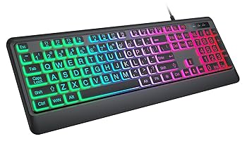 Amazon | バックライト付き有線キーボード Windows用 大型