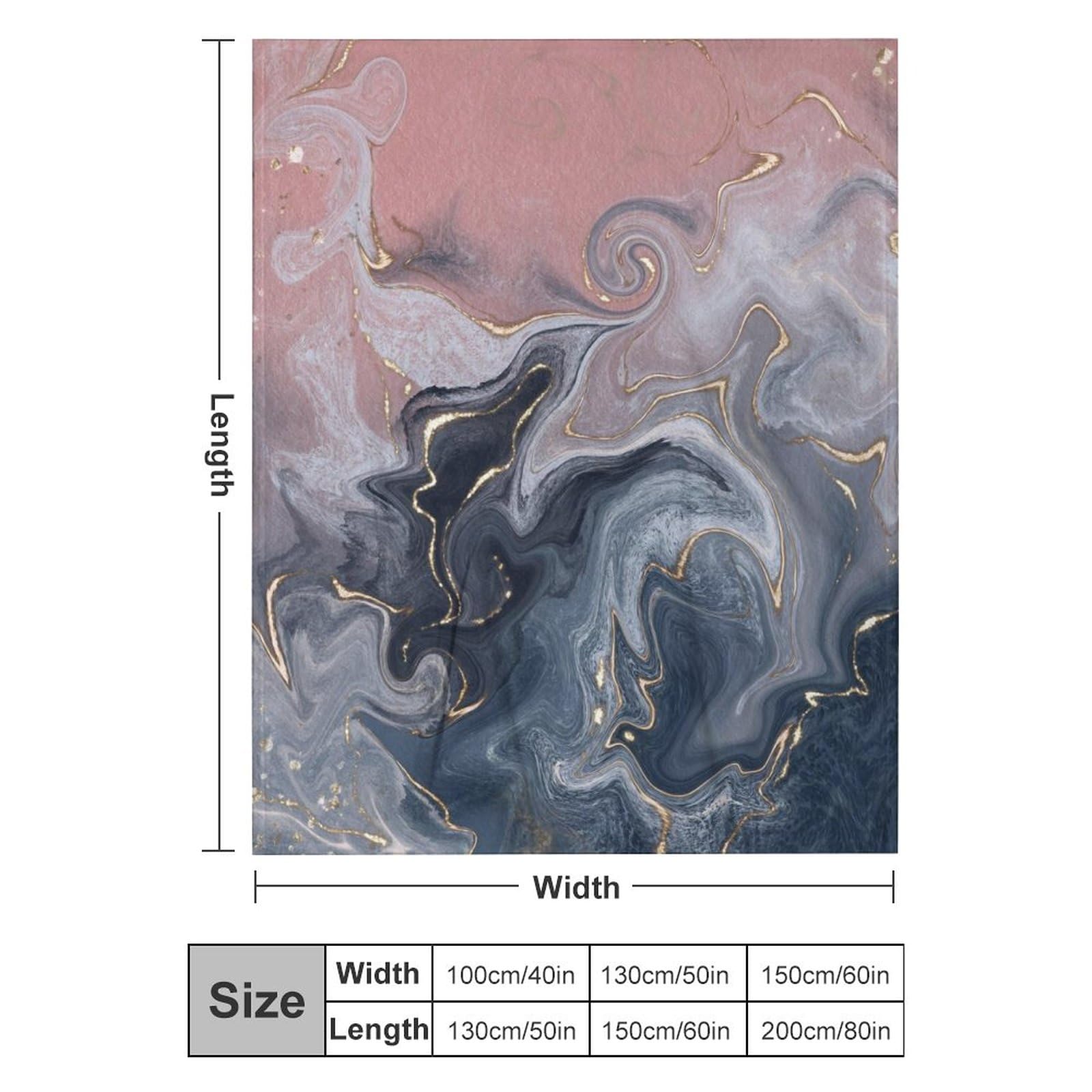 Manta de felpa, color rosa, negro, gris, mármol, suave, esponjosa, acogedora, manta de franela para todas las estaciones, para sofá cama, 60 x 80 pulgadas