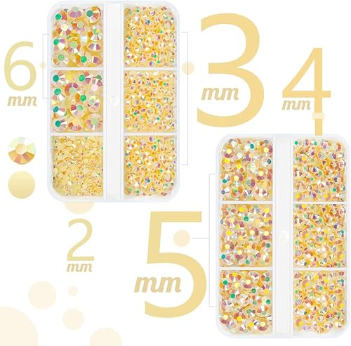 Miniatura 2 de 3060 unidades de diamantes de imitación de resina AB champán con parte trasera plana de 0.079 in, 0.118 in, 0.157 in, 0.197 in, 0.236 in, piedras