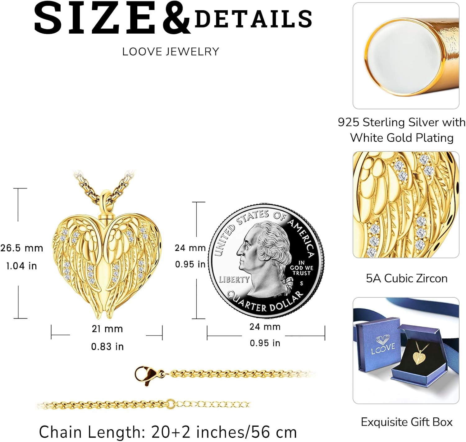 Angel Wings Necklace 925 Sterling Silver Guardian Angel Nurse RN Caduceus Pendant Charm Crystal Angel Jewelry Gifts for Women