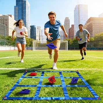 Giant Tic Tac Toe Outdoor Toss Game with 10 Bean Bag for Kids & Adults