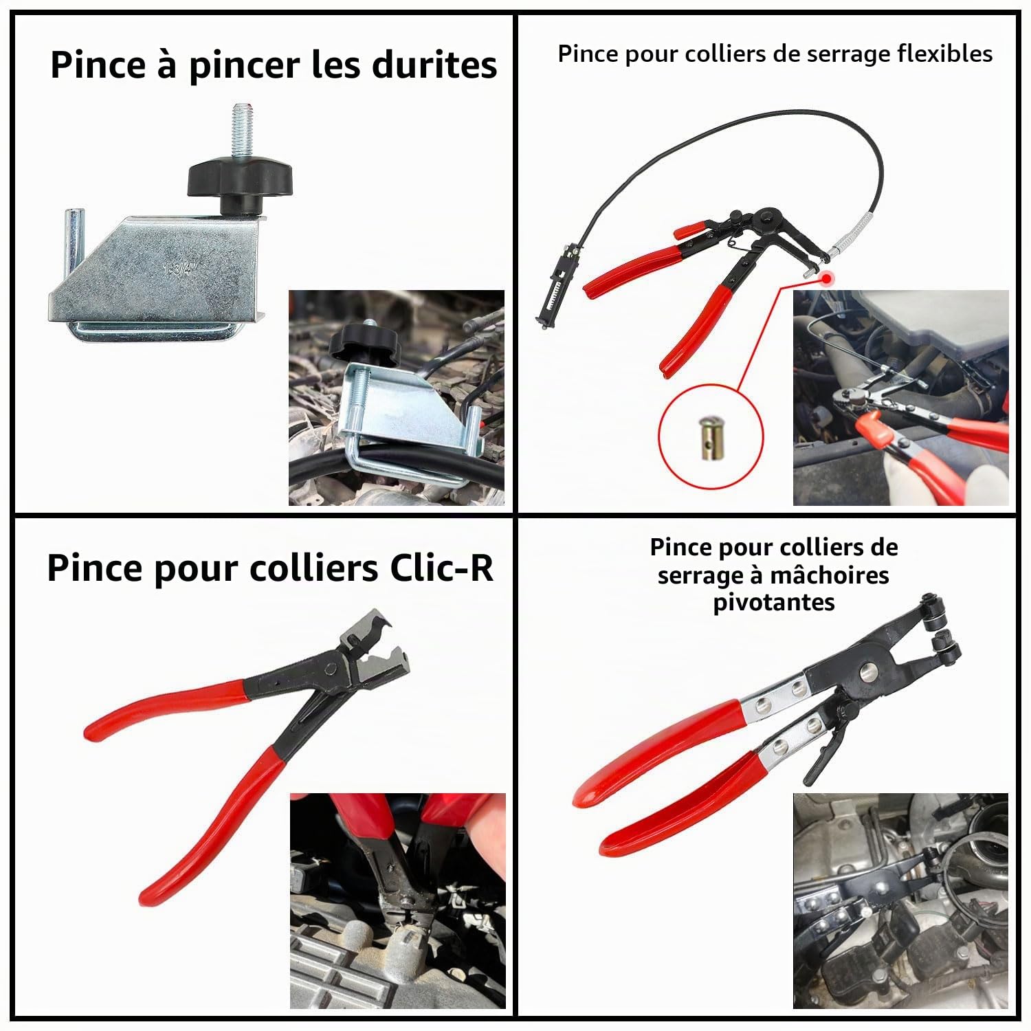 DPTOOL 15 PCS Pince pour Collier de Serrage de Flexible de Voiture pour tuyau de refroidissement automobile, radiateur, tuyau d'eau, conduites de carburant, avec 2 pinces de déconnexion électrique