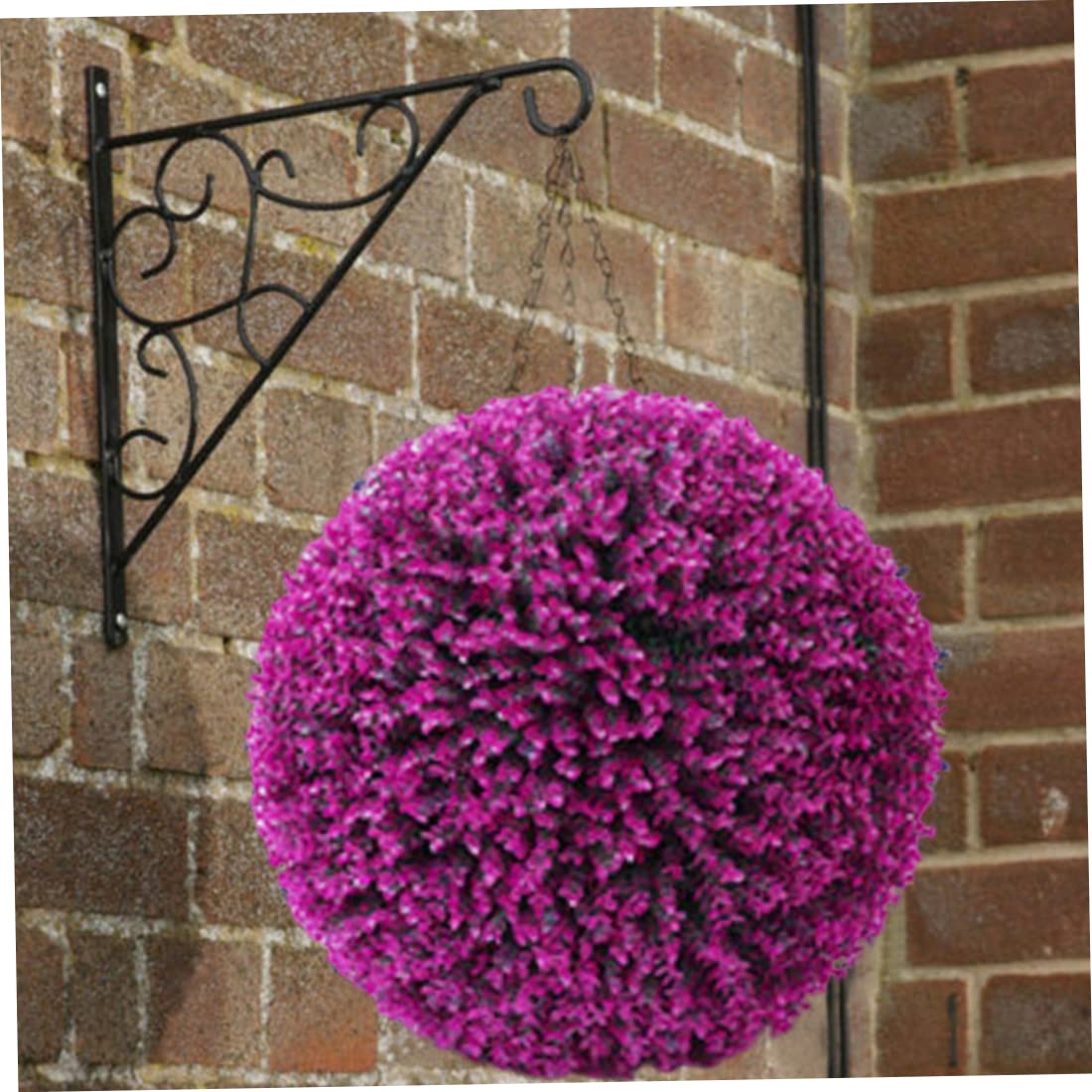 Palla topiaria a pianta artificiale, palline decorative in finto bosso, palla di erba pianta finta impiccata da 35 cm per decorazioni per la casa violaceo - rosso