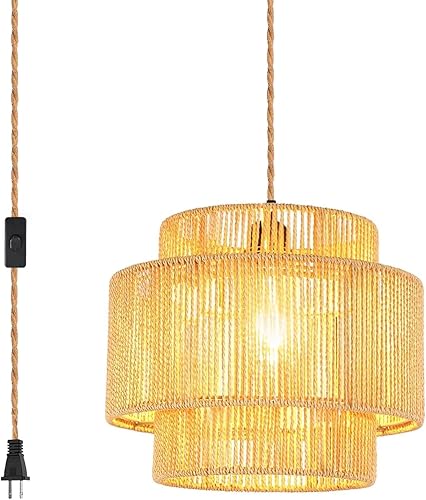 Miniatura 9 de Cable de luz colgante industrial de 15 pies - Accesorio de luz colgante enchufable, Cable de lámpara colgante estilo granja de 15 pies con 1