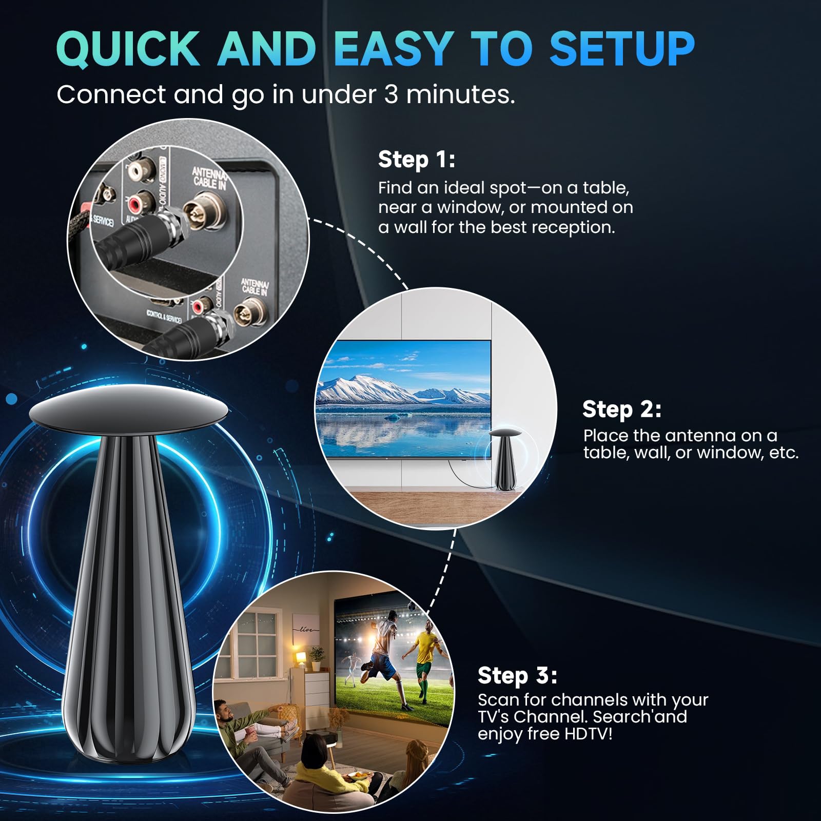 Range Antenna TV 5000+ miglia, antenna digitale per Smart TV, amplificatore di segnale, supporta 4k 8k - cavo coassiale
