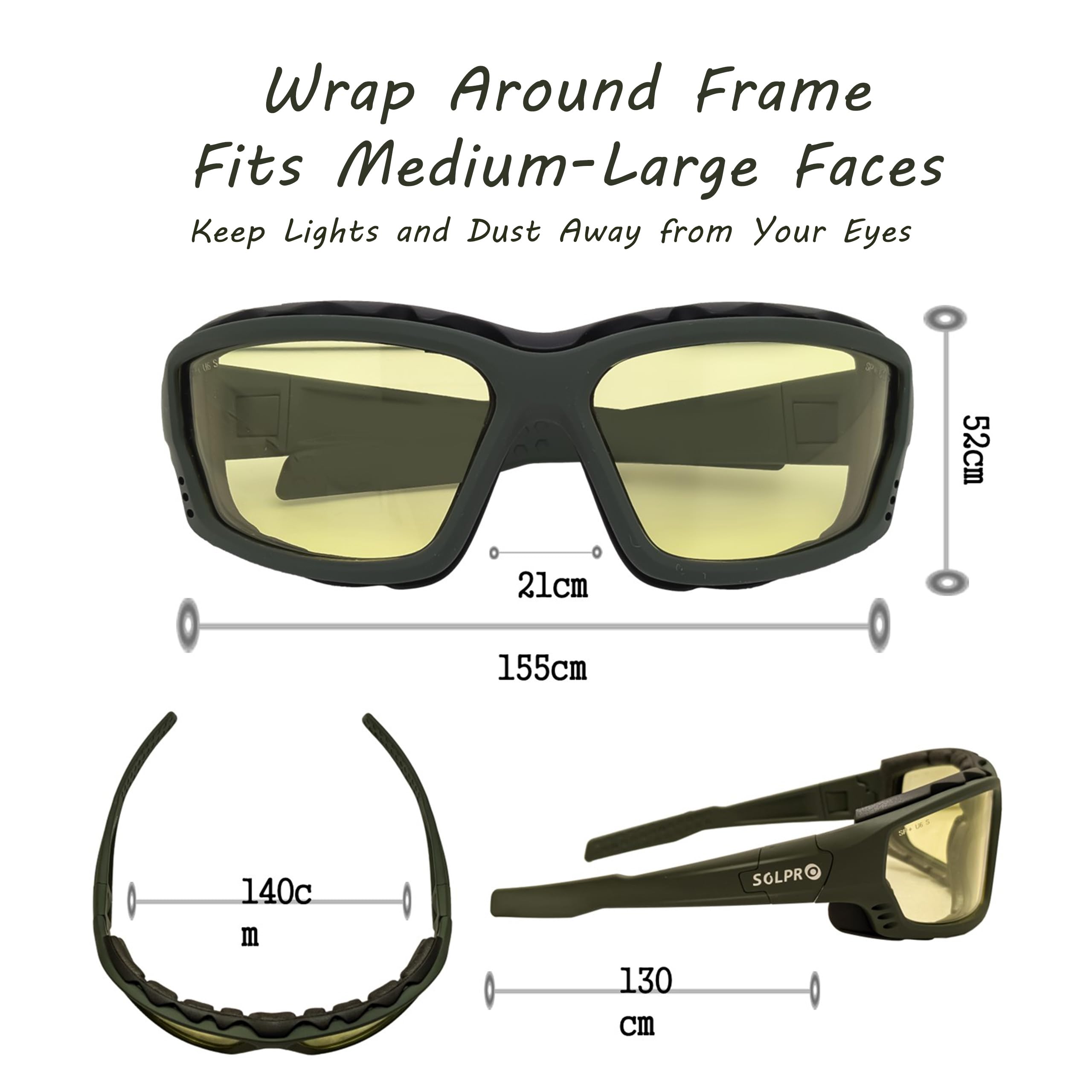 Gafas de seguridad antivaho para motociclismo, acolchadas, a prueba de polvo, resistentes al viento, para caza, senderismo, golf