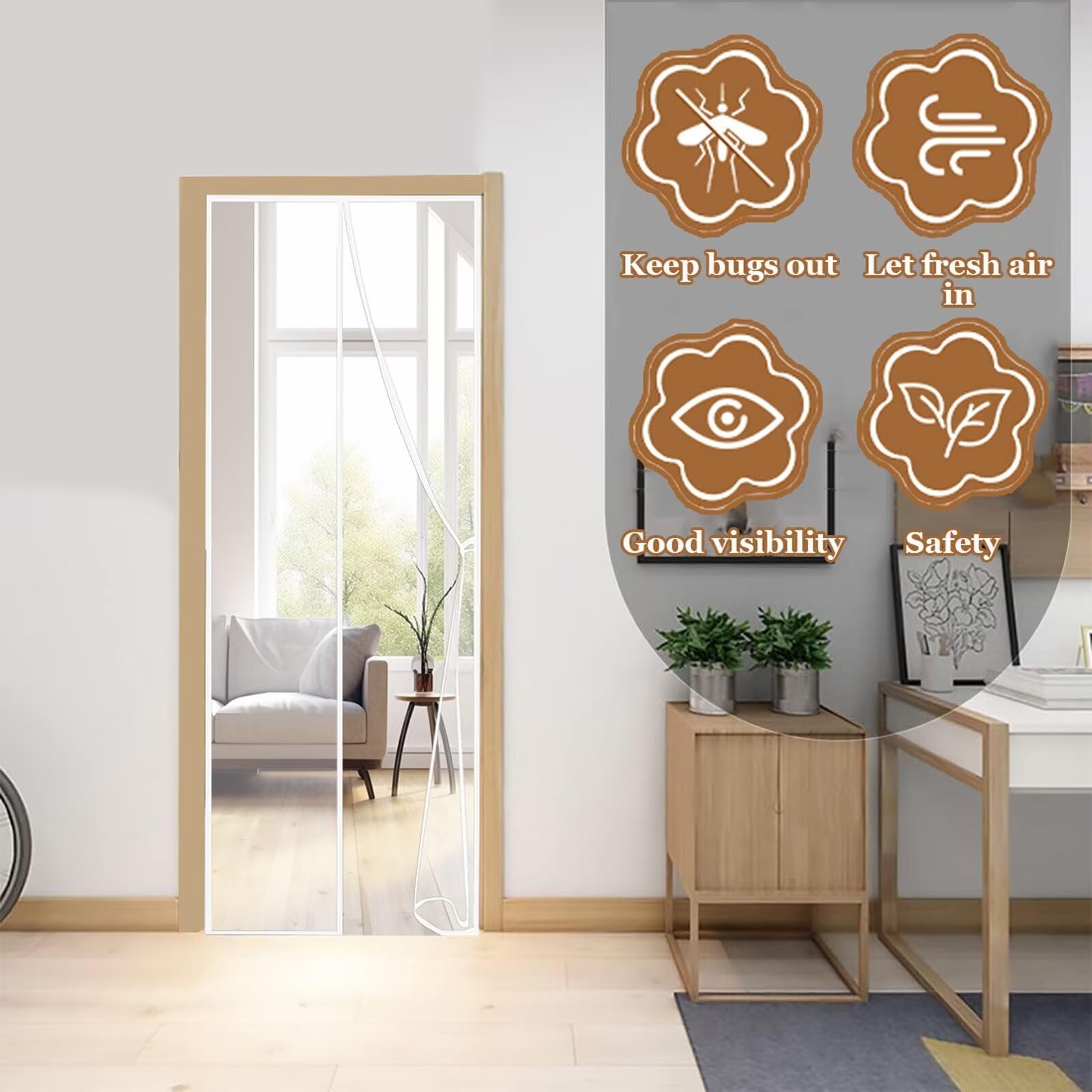 Moustiquaire Porte Fenetre Magnétique 200x235cm Blanc