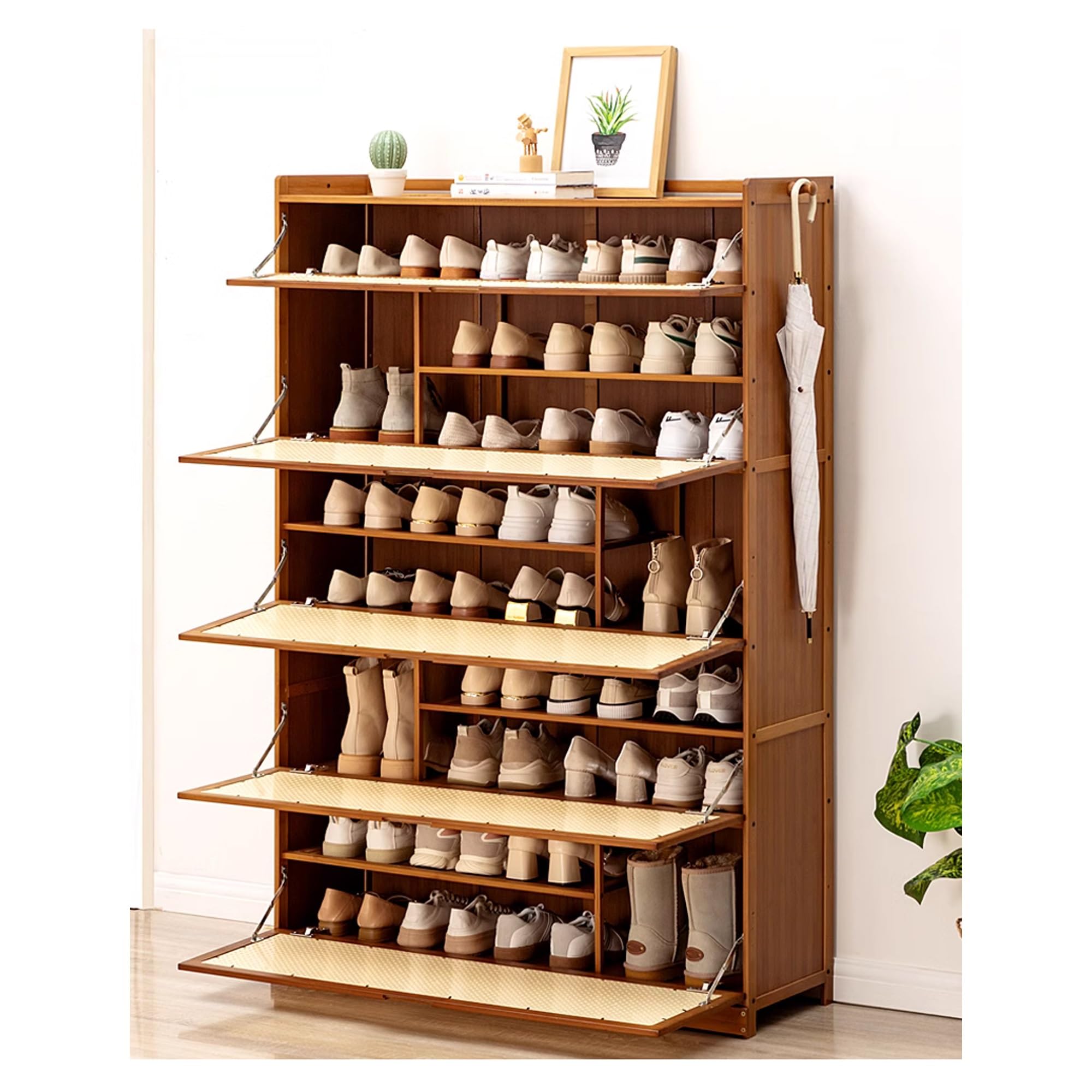 Meuble à chaussures moderne contre le désordre de l'entrée avec étagère à portes rabattables
