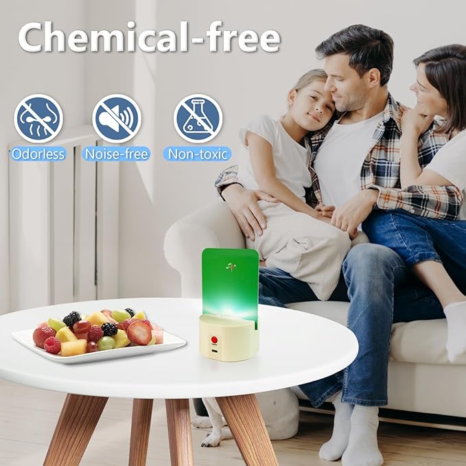 Rechargeable Flying Trap with USB Lithium Battery, Portable Fruit Fly Traps for Indoors, Fruit Fly Drain Treatment, Bug Light Catcher for Insect, Gnat