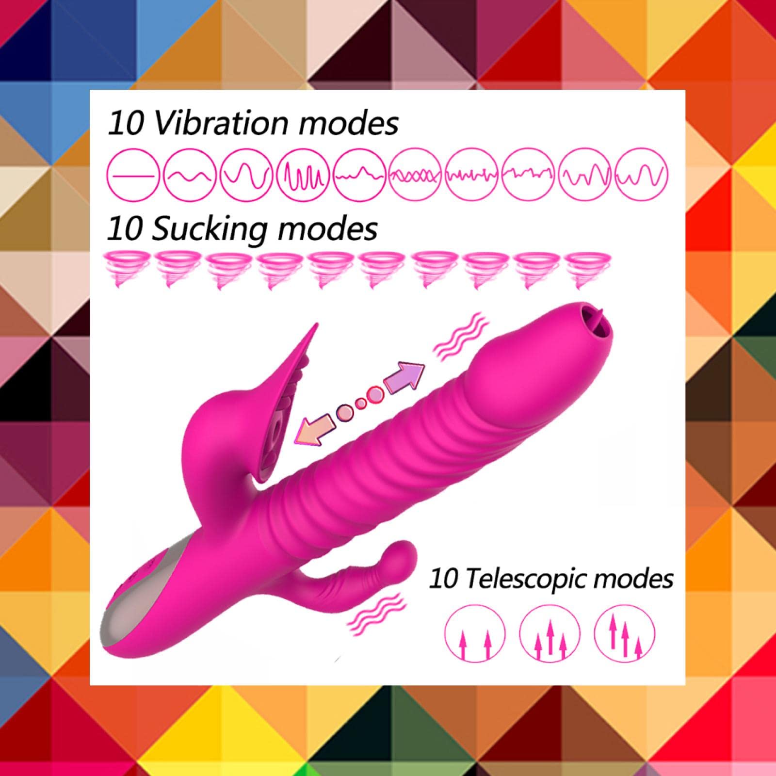 Dona Vibratori Dildo vibrante telescopico Spinta Leccata di lingua Vibratore Clitoride Vagina Clitoride Stimolazione anale Giocattoli del sesso per le donne