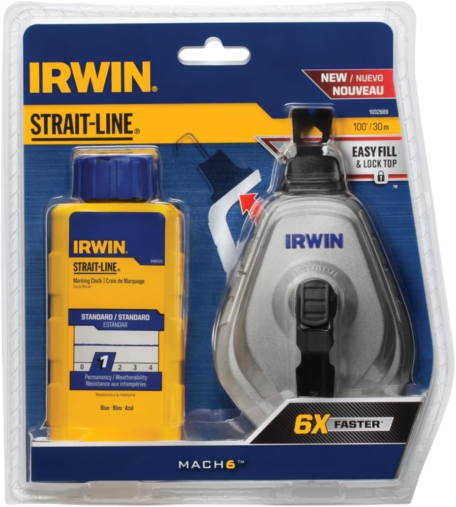 Crazy Clearance Irwin Tools Strait-Line 1932889 IRWIN Mach6 Chalk Reel, Blue
