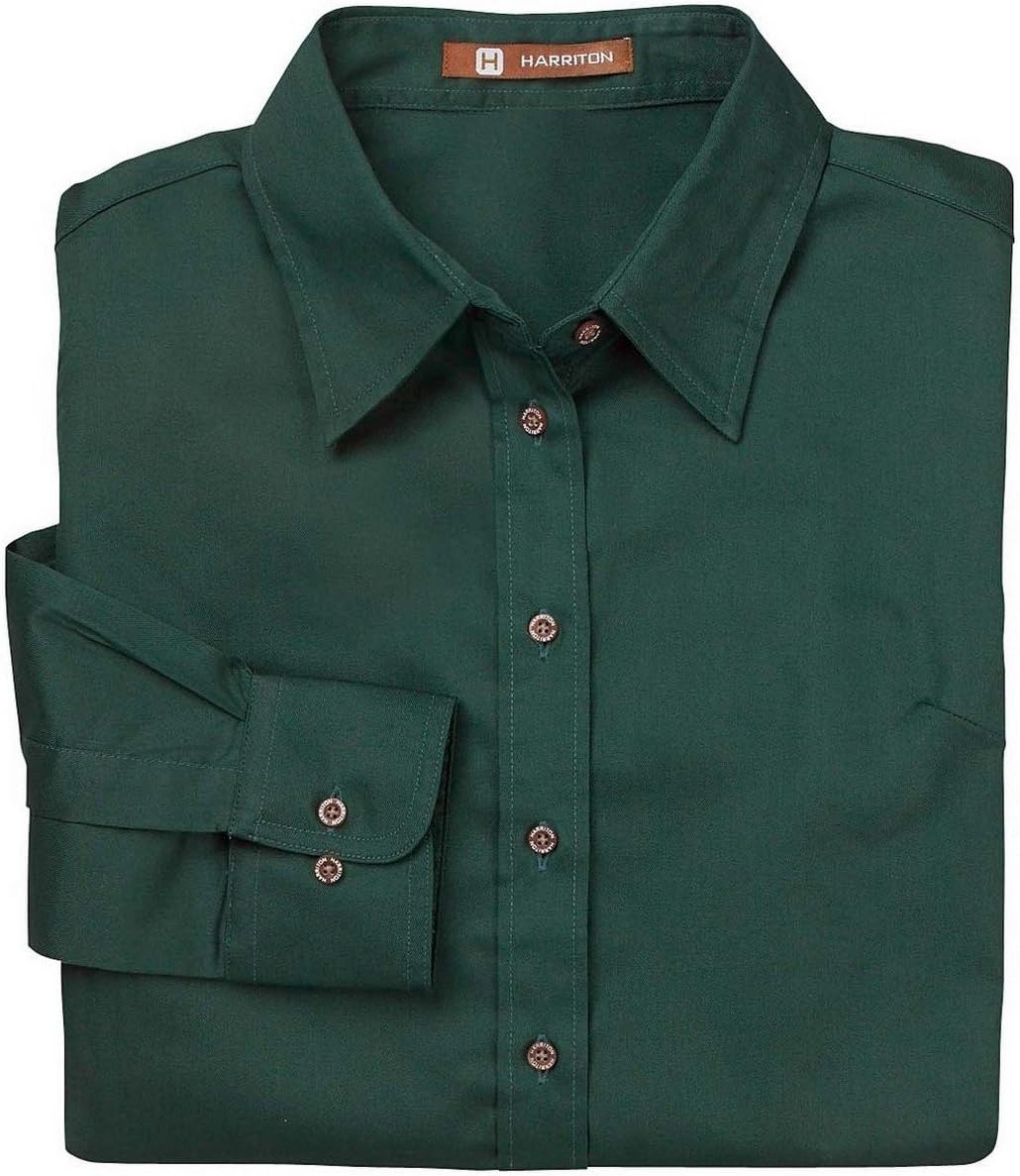 Harriton M500W Ladies L-Sleeve Shirt Hunter X-Large