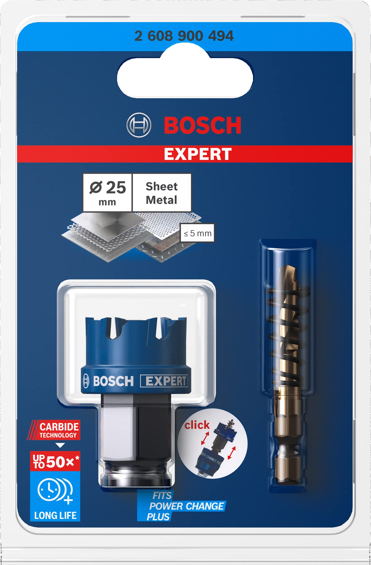 Bosch Professional 1x Expert Sheet Metal Delik Açma Testeresi (Paslanmaz çelik saclar, Ø 25 mm, Aksesuar Darbeli Matkap/Vidalama)