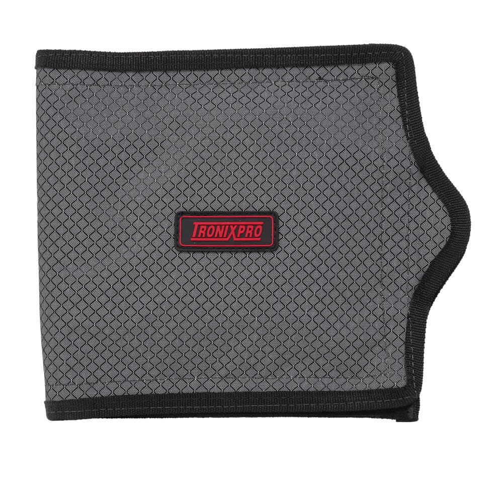 Tronixpro Single Rig Wallet Grey/Black | for Sea Match Fishing | Clear Replaceable Rig Packets | Water Resistant and Wipe Clean | Fastener with Pull Tab | Rear Full length Pocket | Mesh Pocket