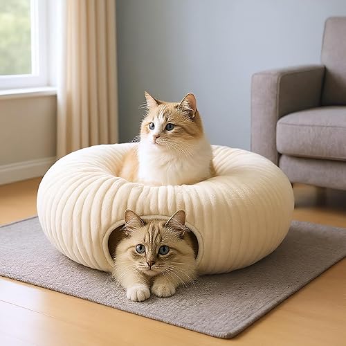 Miniatura 9 de Cama túnel para gatos con 40 juguetes para gatos, túnel de juego plegable para gatos de interior, tubo para gatos para gatitos y cachorros