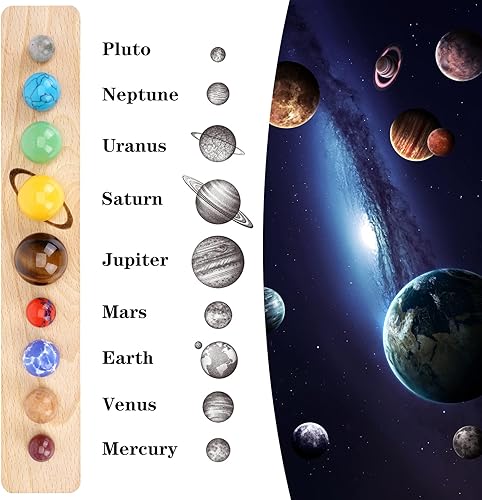 Miniatura 2 de Nueve planetas, piedras preciosas, planetas, decoraciones, modelo del sistema solar, hecho a mano, espacio, hogar, oficina, escritorio, decoración,