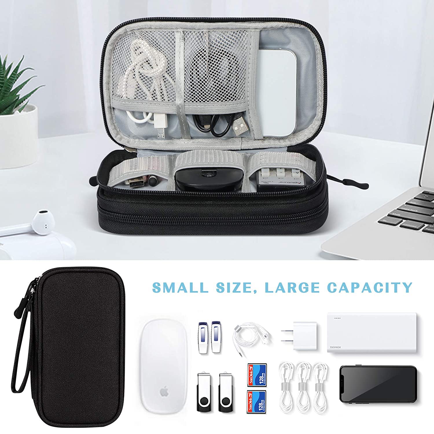 Kabeltasche Organizer Groß - Elektronik Zubehör Tasche Für Kabel, Powerbank, USB Sticks