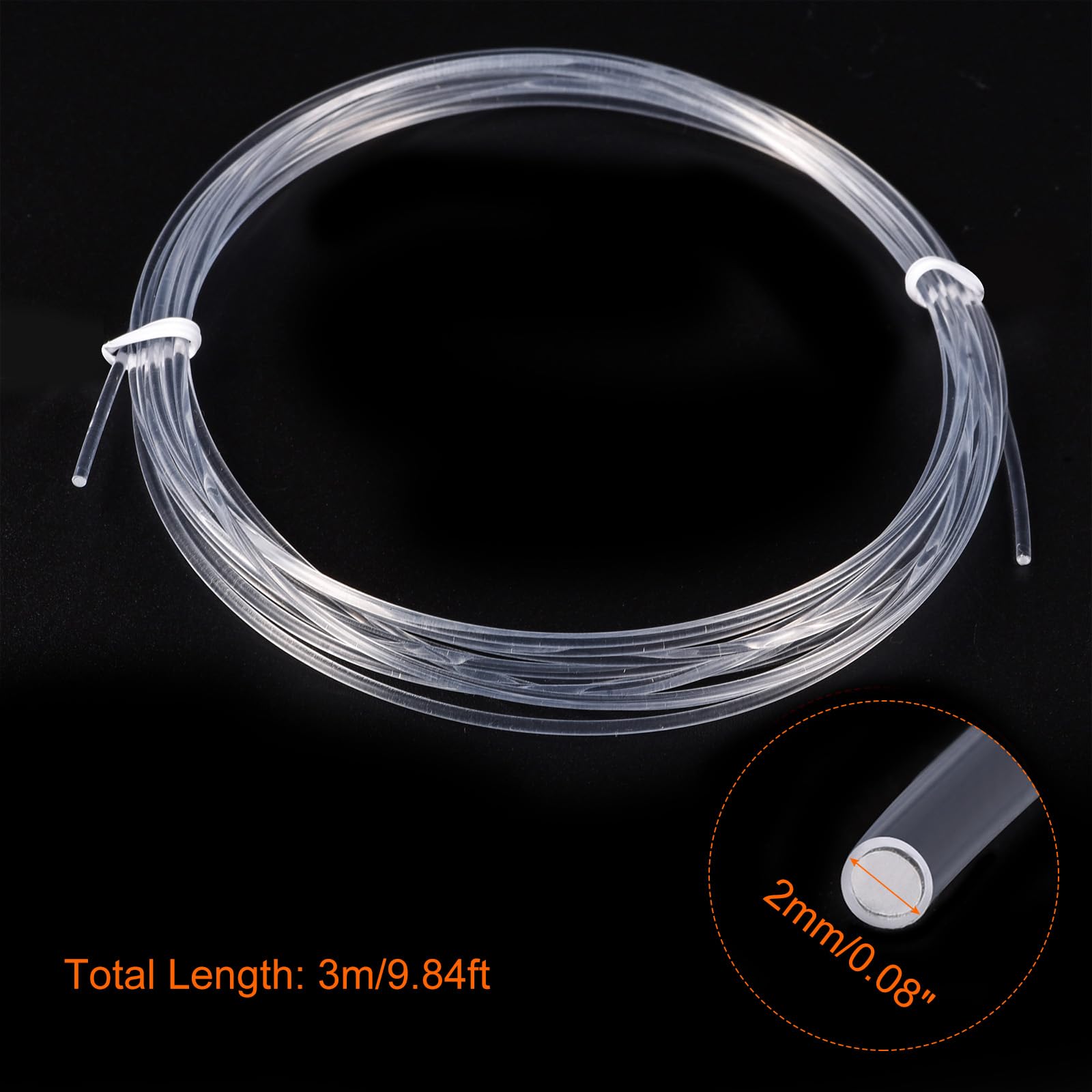 Rebower PMMA Side Glow Fiber Optic Cable, [for LED Light as Home, Party Decroation] - 0.08inch / 9.84 Feet / 1Pcs
