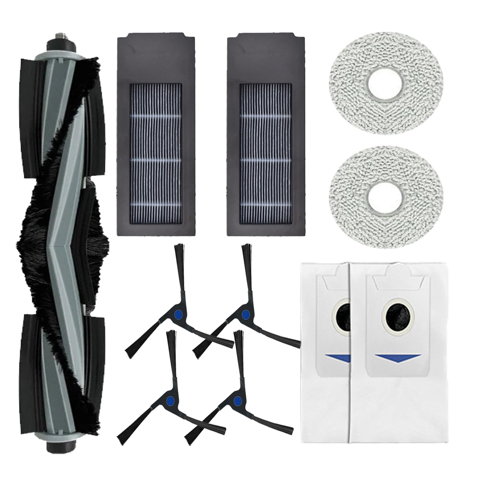 Replacement Parts for ECOVACS DEEBOT X2 OMNI Robot Vacuum 1 Main Brush 4 Side Brush 2 Filter 2 Mop pad 2 Dust Bag Accessories