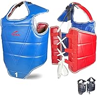 Victorbudousa Reversible Chest Protector for Kickboxing, Taekwondo & MMA - 47mm Padding, Adjustable Lightweight Body Guard