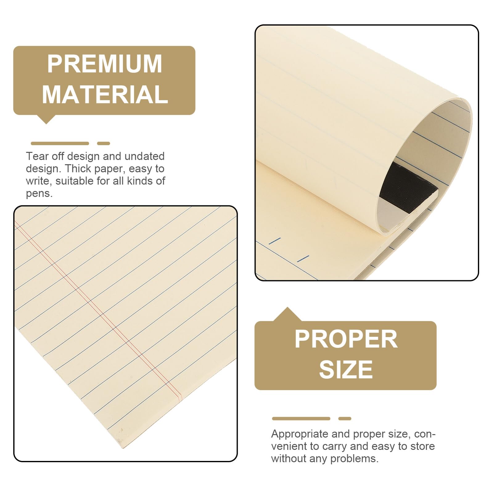 Blocco Note Memo A4 4 Pezzi Carta Beige Facile da Scrivere e Conservare Quaderno per Ufficio e Pianificazione