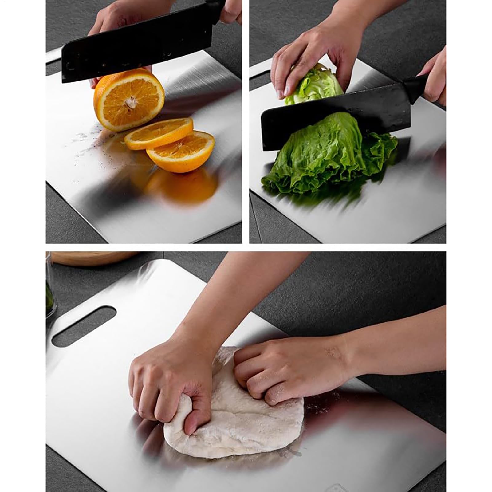 Set di 3 Taglieri Cucina in Titanio - Titanio Puro, Antibatterico e Lavabile in Lavastoviglie - Tagliere Salva-Lama Alternativa a Legno e Acciaio Inox - Per Carne, Frutta e Verdure