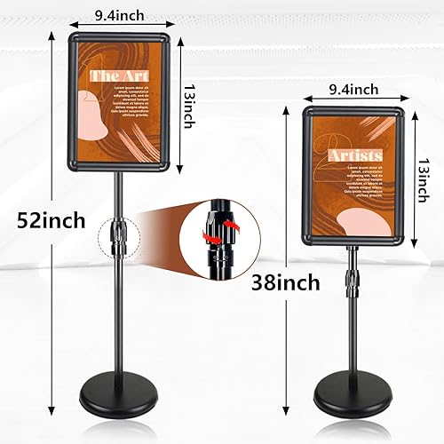 Miniatura 3 de Soporte para letreros 8.5 x 11 pulgadas, soporte de cartel ajustable con pedestal de rotación de 360 resistente, soporte de pie de pie para