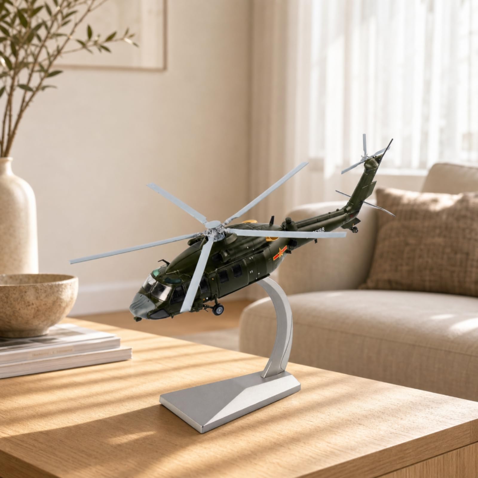 Aircraft Replica Z-20 Elicottero Modello con Aspetto Realistico Materiale In Lega di Zinco Montaggio Completo con Stand Presentazione Professionale, Stile a 3